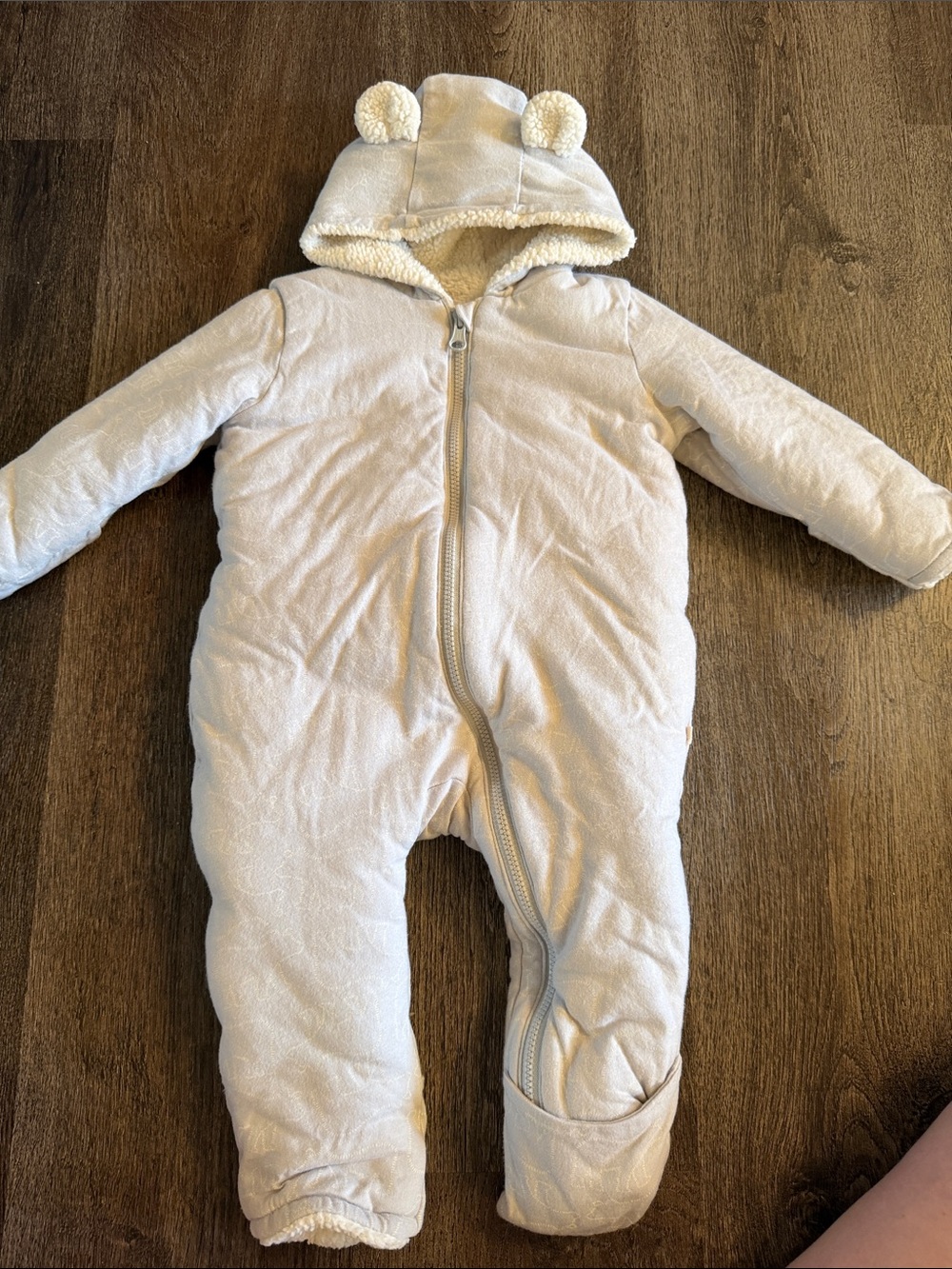 GAP Cream Sherpa-Lined Baby One-Piece with Hooded Ears